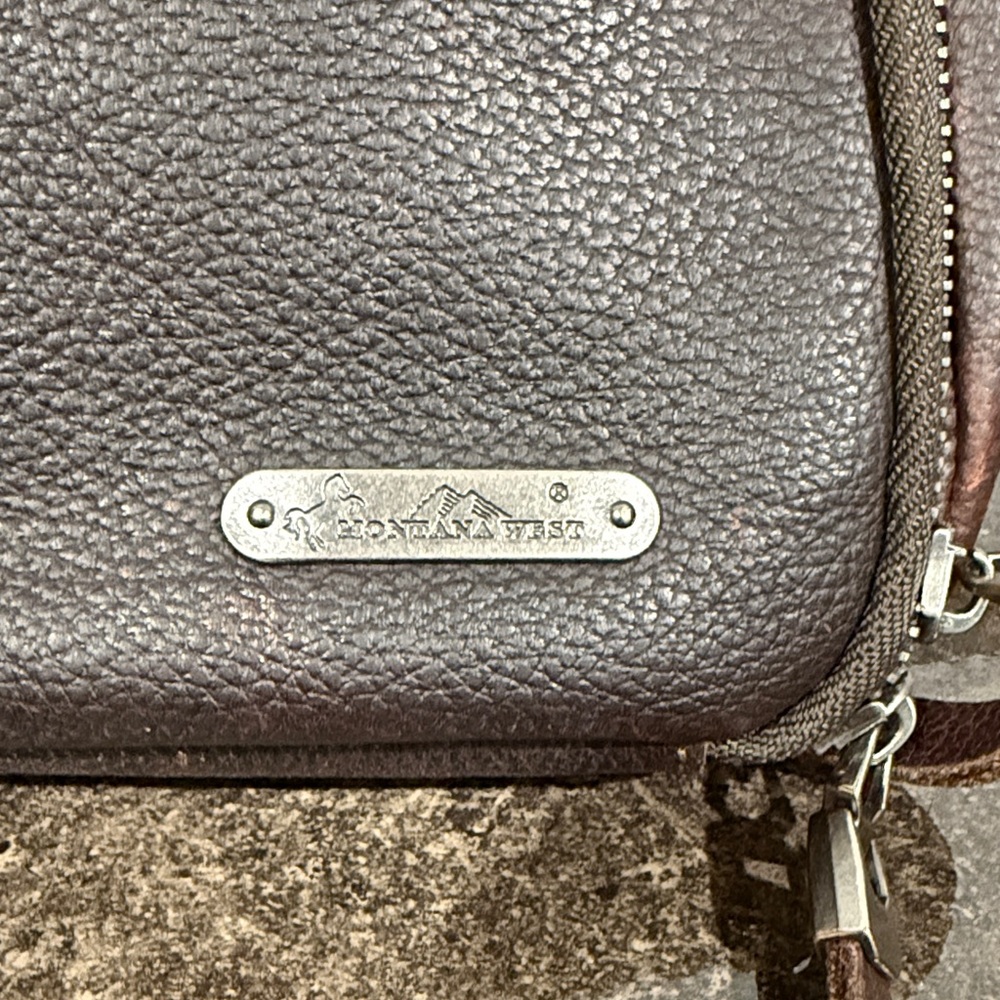 Montana West Chocolate Brown Genuine Leather Concealed Carry Hobo Crossbody Bag - Picture 5 of 9